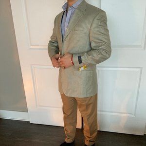 Palo Savino Silk & Wool Suit Jacket in Shepherd's Check, Size 40R